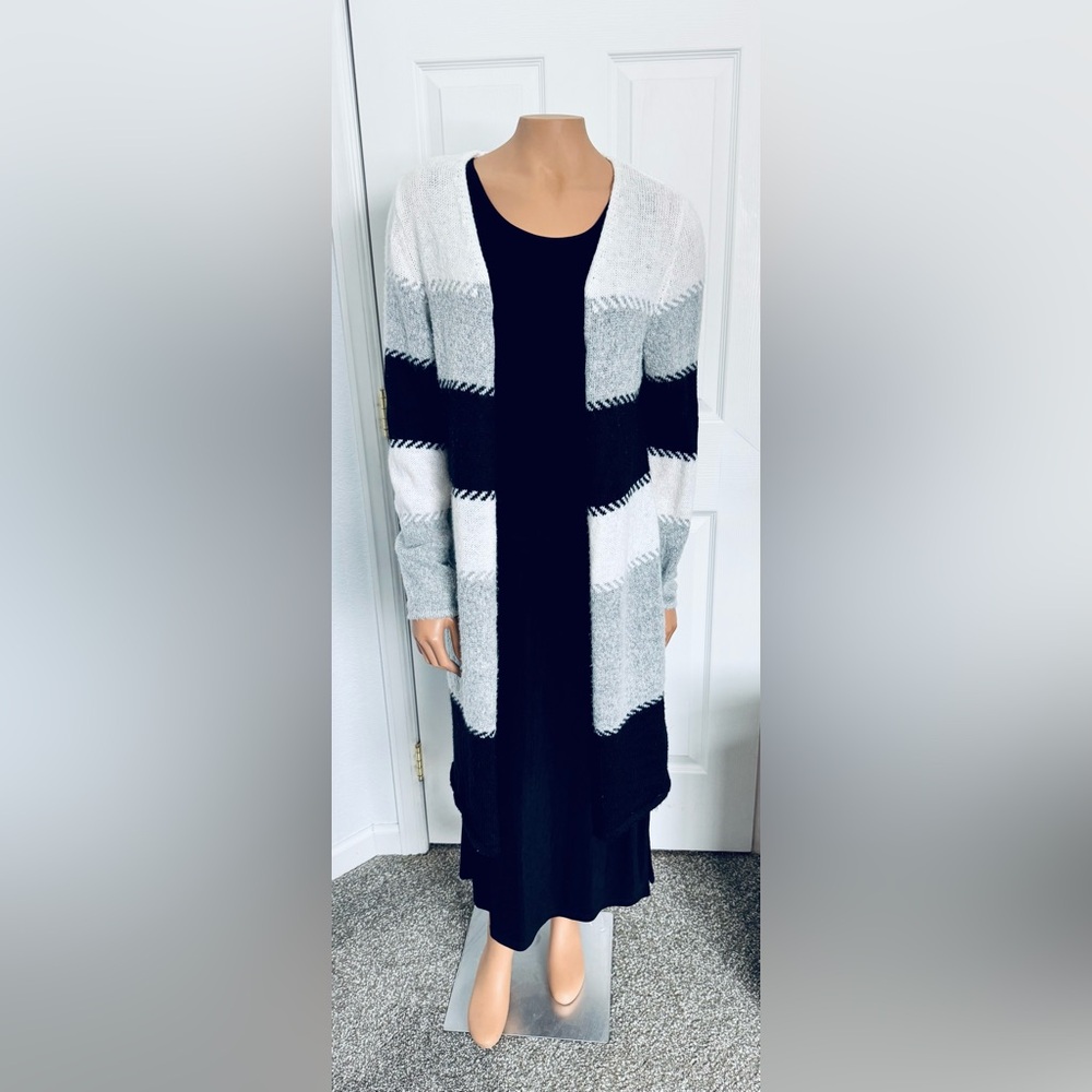 Fortune + Ivy Black and White Cardigan Sweater